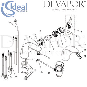 Ideal Standard Melange Bidet Mixer Tap Spare Parts - IDL DV 252